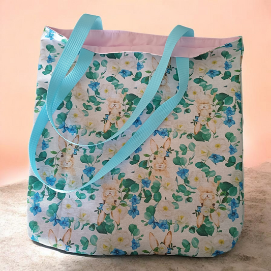 Tote bag Blumen Hase